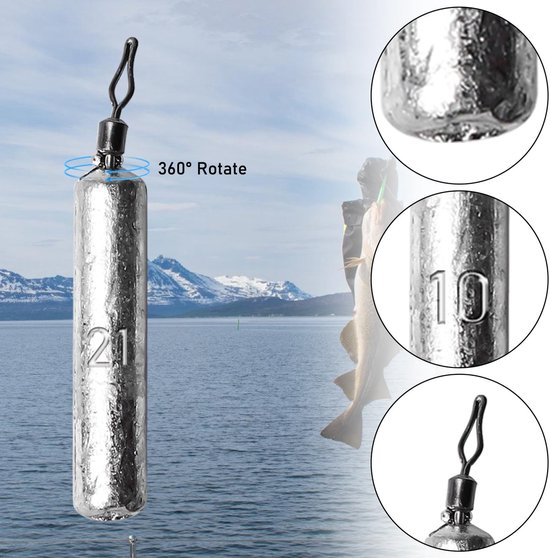 35 stuks visgewichten drop shot rig + 10 stuks hengel wervels zinker wervel visaccessoires 35 tot 21 g 6 maten Drop Shot. — afbeelding 3