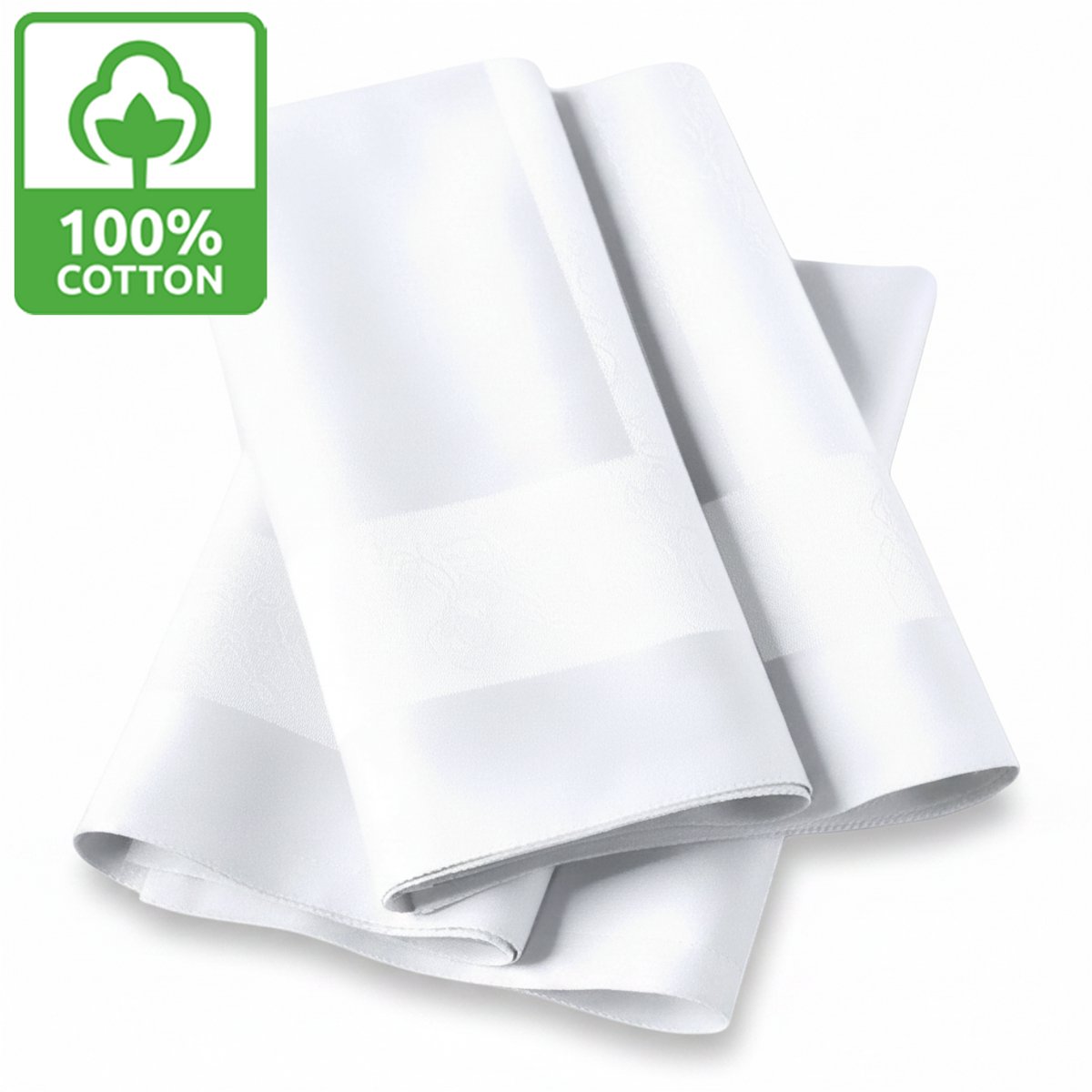 Servetten Hotelkwaliteit - Set van 2 - 100% Damast Katoen - Tafellinnen - 50x50 cm - Wit