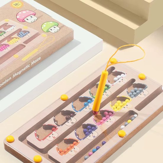Kinderspeelgoed, 2-In-1 Magnetisch Houten Kleur- En Cijferlabyrint Met Tekenbord, Voor Kleursortering, Tellen En Matching-Spelletjes. — afbeelding 2