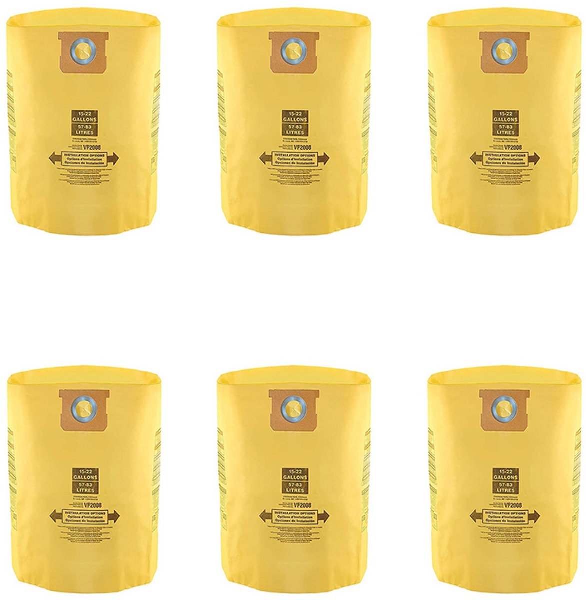 Stofzakken voor Shop-Vac stofzuigers, geel (6-pack)