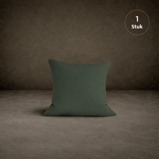 Lavea® Kussenslop 40x40 cm, 1 stuk - Kussenhoes van 100% katoen, zacht en ademend met YKK-ritssluiting, OEKO-TEX gecertificeerd - Olijfgroen van Lavea — afbeelding 2