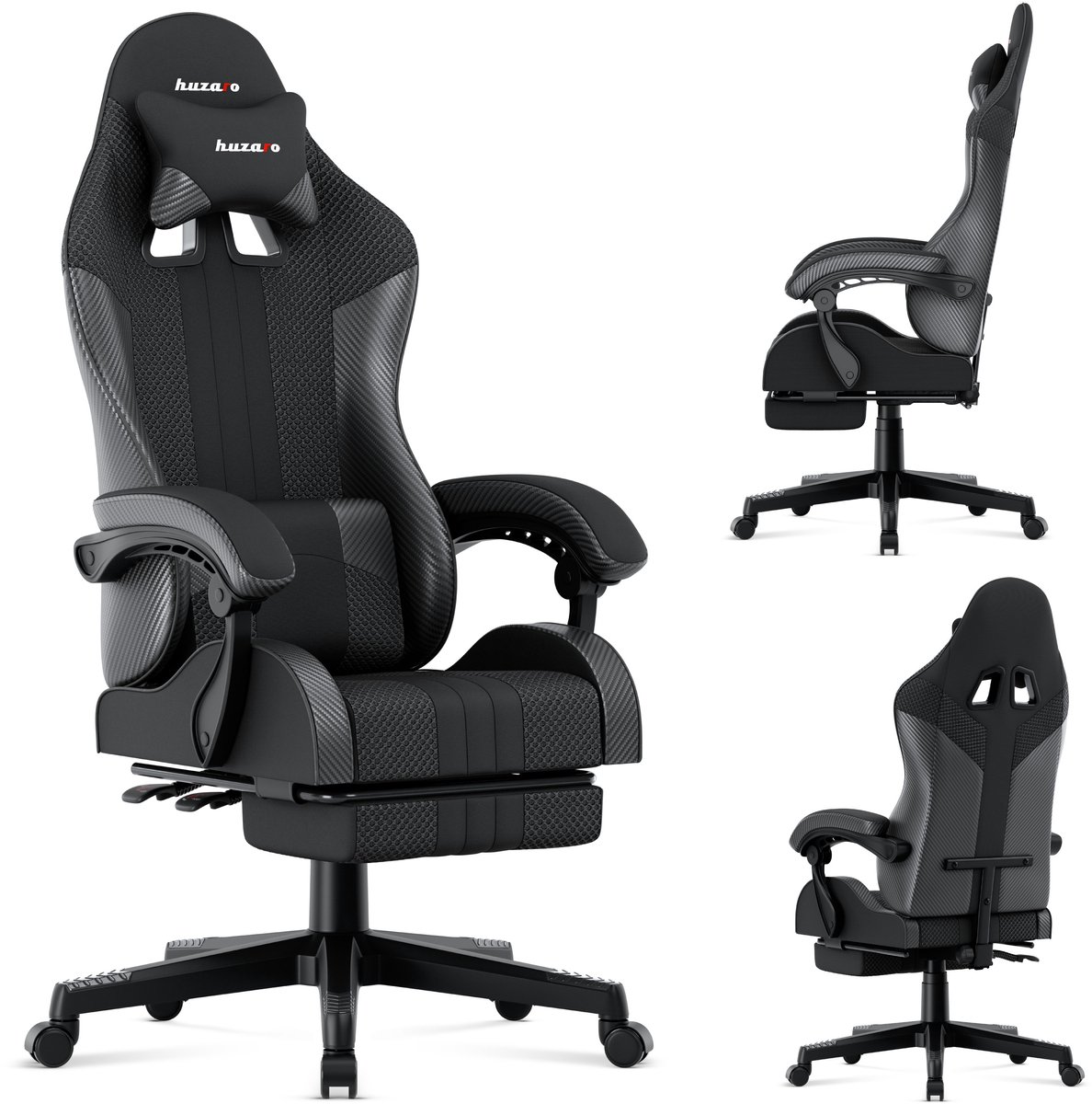 Huzaro Force 4.7 Carbon Mesh – Gamingstoel met Voetensteun en Ademend Comfort