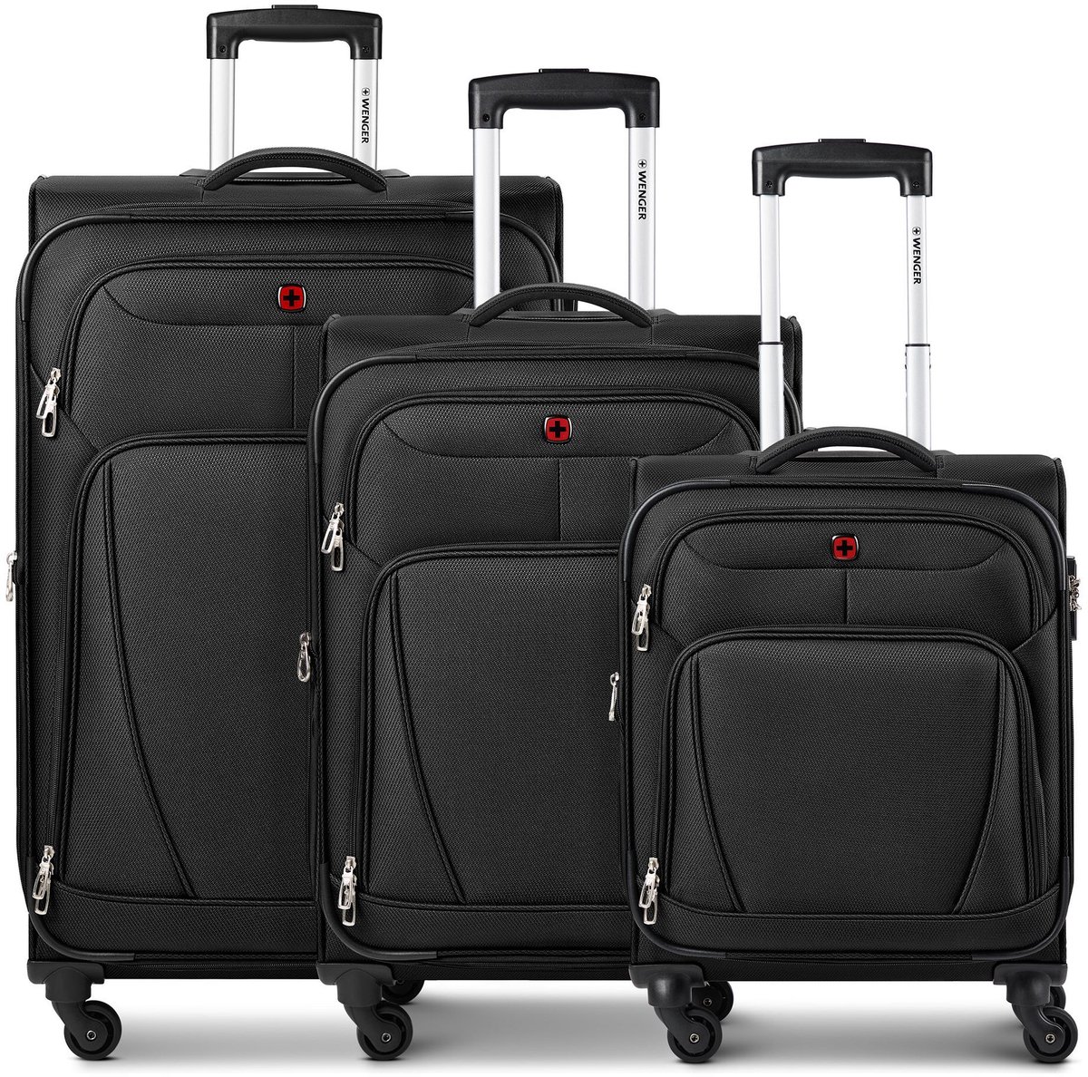 Wenger Beaumont 4 wielen Kofferset 3-delig met uitbreidingsplooi - Zachte bagage - Combinatieslot - black