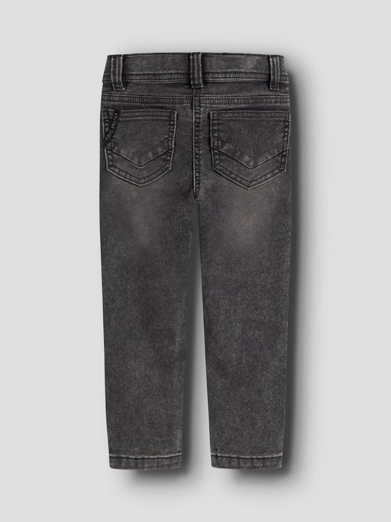 Donkergrijze spijkerbroek met stonewash-effect en kontzakken.