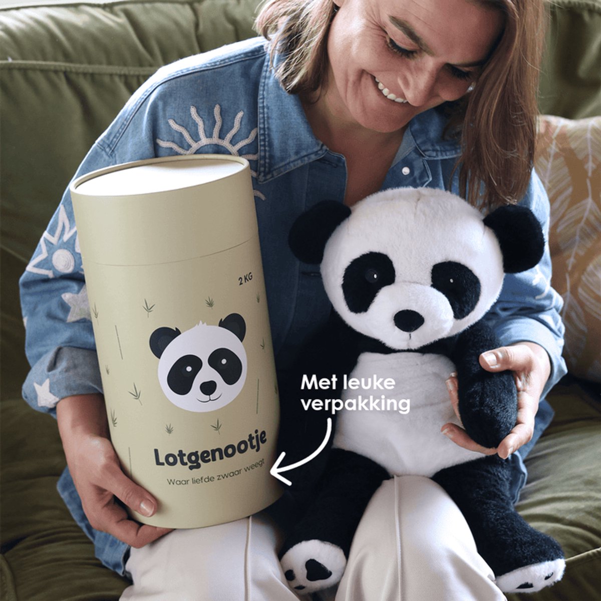 Lotgenootje Verzwaringsknuffel Panda - 45cm/2kg - Verzwaarde Knuffel - Weighted Stuffed Animal - Sensorisch Speelgoed - Zware Knuffel Anxiety - Plushie — afbeelding 5