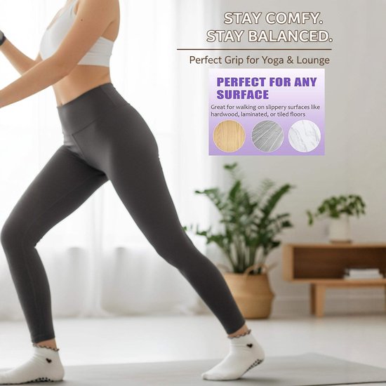 5 Paar dames yogasokken - Met grip - Ruche - Anti-slip - Voor pilates en ballet — afbeelding 3