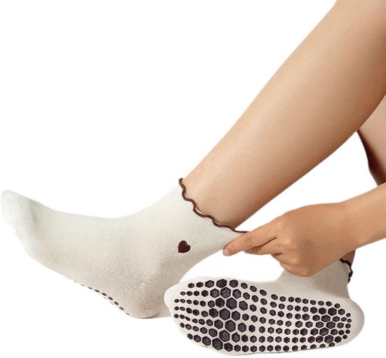 5 Paar dames yogasokken - Met grip - Ruche - Anti-slip - Voor pilates en ballet — afbeelding 2