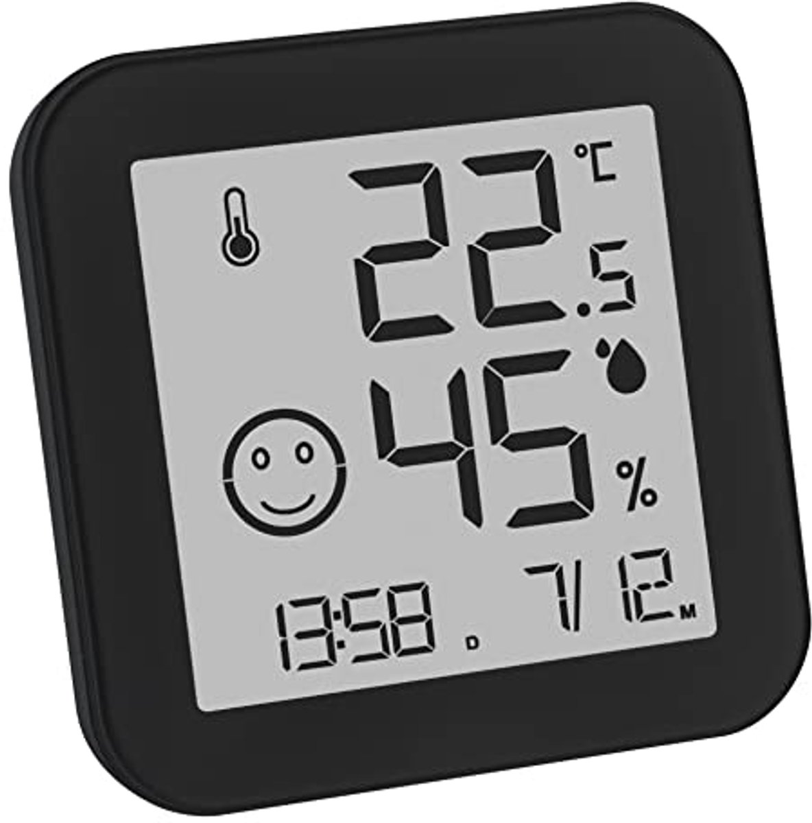 Digitale Thermo-hygrometer - Binnentemperatuur Luchtvochtigheid - Schimmel Preventie - E-Ink Display - 7.5 x 7.5 cm - Zwart