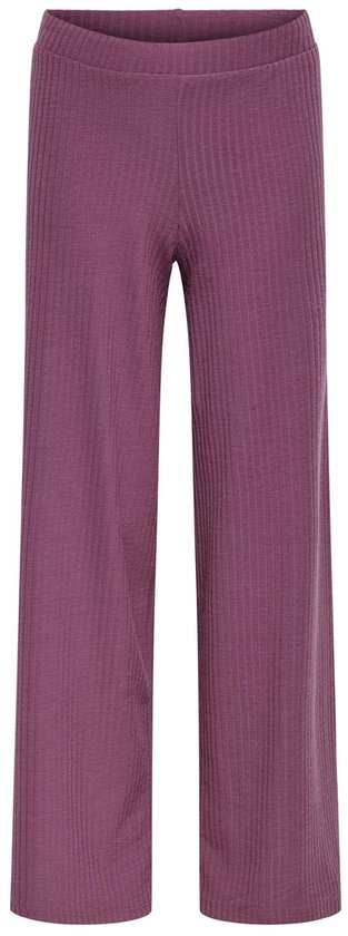 Roze gebreide broek met rechte pijpen en een elastische tailleband.