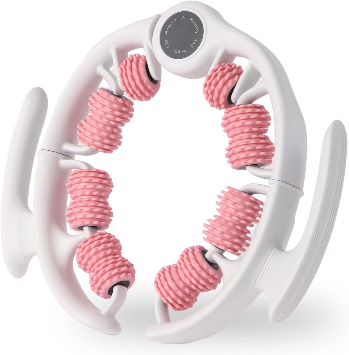 Massageapparaat tegen cellulitis. Speciaal ontworpen voor de benen, dijen en het hele lichaam. Cellulitis-rol en lymfedrainagemassageapparaat. Helpt de spieren te ontspannen en de bloedsomloop te stimuleren. Tweekleurig ontwerp: roze en wit.