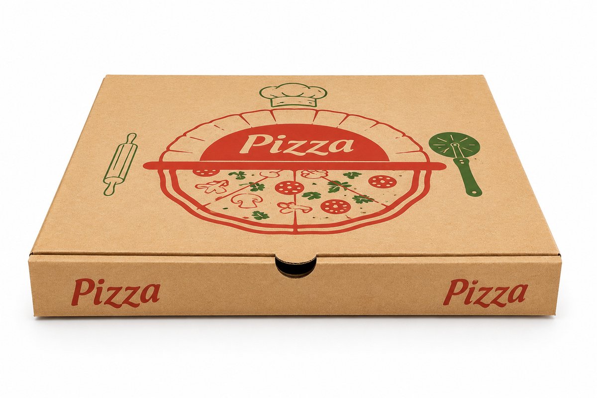 Pizzadoos - 100 stuks - golfkarton - bruin - 24x24x3cm - pizzadozen