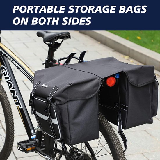 Dubbele Fietstas 25L - Ruime Fiets Achterbank Kofferbak Tas met Inbegrepen Regenhoes - Handige Fiets Opslagoplossing van FAST RIGHT. — afbeelding 3