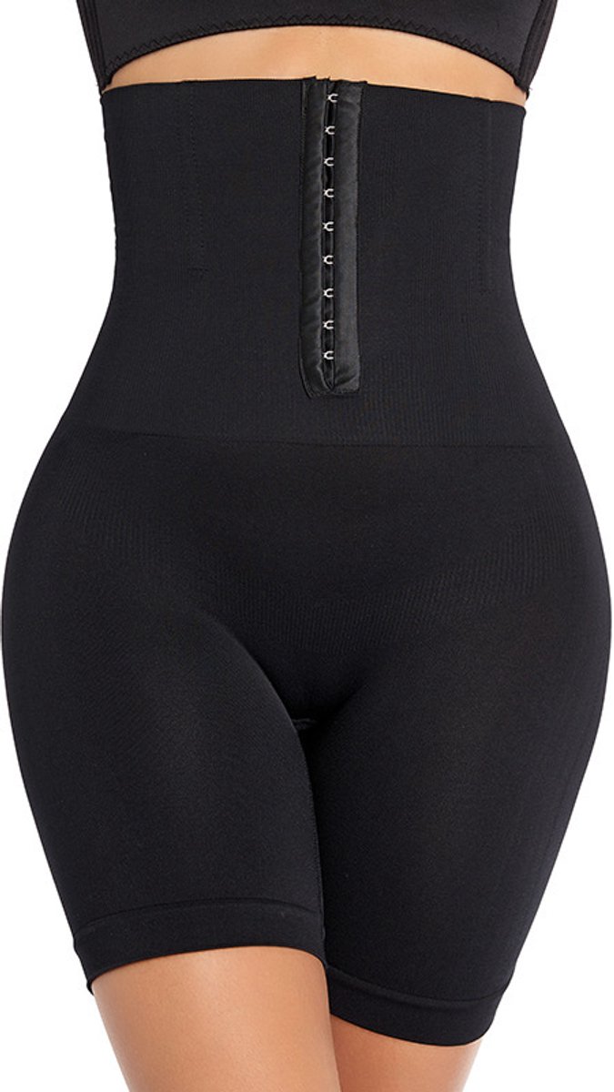 Corrigerende shorts voor na de bevalling - shorts met hoge taille en knoopsluiting, afslankend effect, krachtige buikcorrectie, taillevorming en heuplift, shapewear voor dames met een maatje meer - 3XL [68-79 kg]