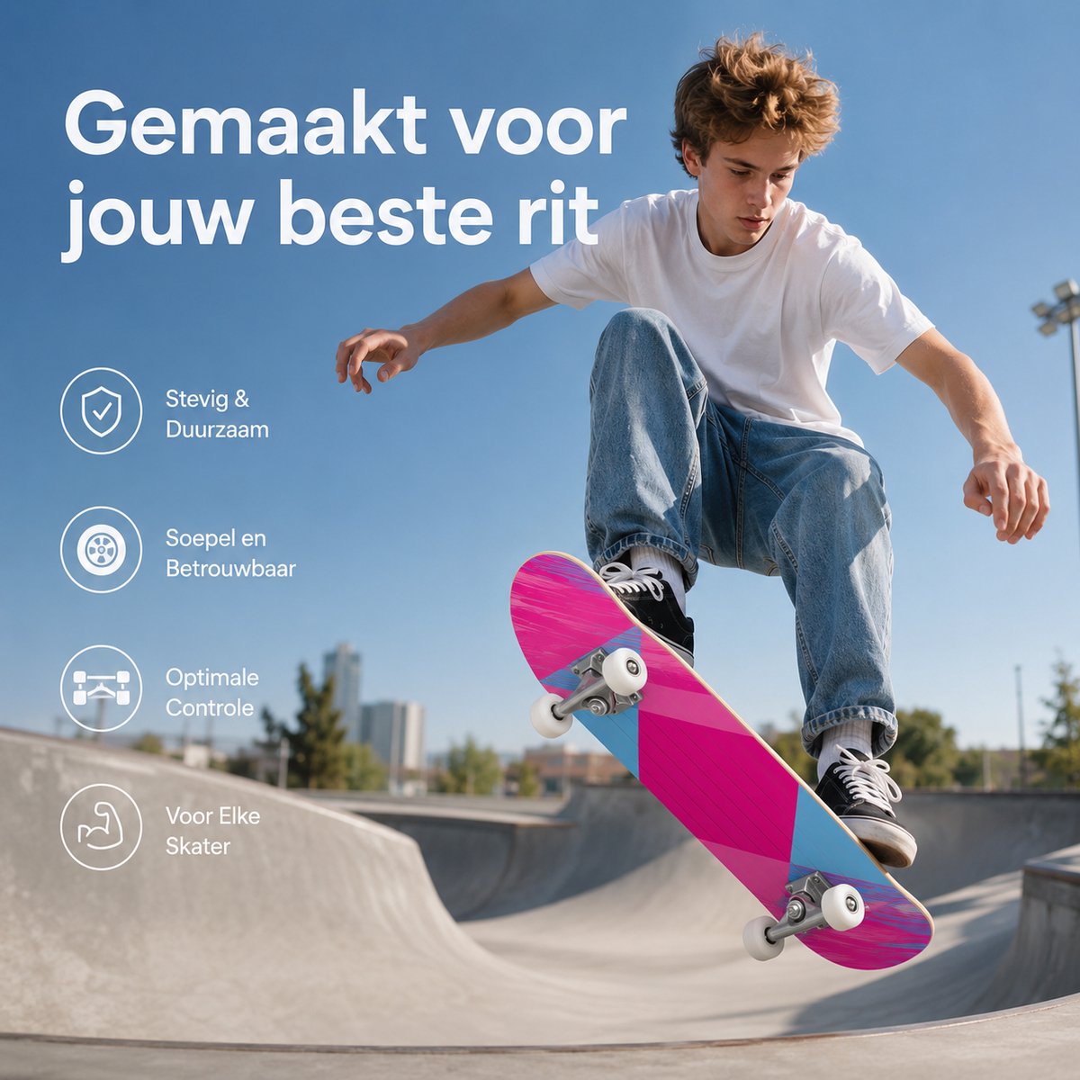 Suotu Skateboard - 80x20cm - ABEC-9 - 95A - schokabsorptie - Jongens - Meisjes - Volwassenen Skateboards — afbeelding 3