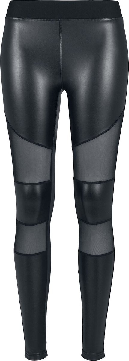 Urban Classics Tech Mesh Faux Leather Dames Legging – XL Zwart