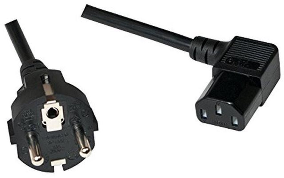 Netsnoer Stroomkabel - Apparaat Kabel - Apparaten Aansluiten - Haakse Connector - 5 meter - Zwart