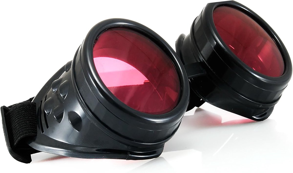 Cyber Zonnebril - Feestbril Party - Cosplay Accessoire - Met Verwisselbare Lenzen - 132 cm - Zwart