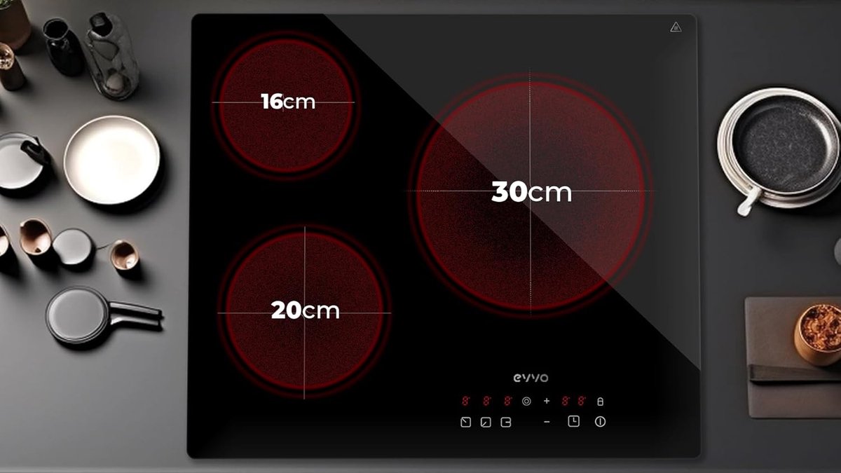 Keramische kookplaat - Inductie fornuis - Snel koken - Touch control - 58 cm breed - Zwart
