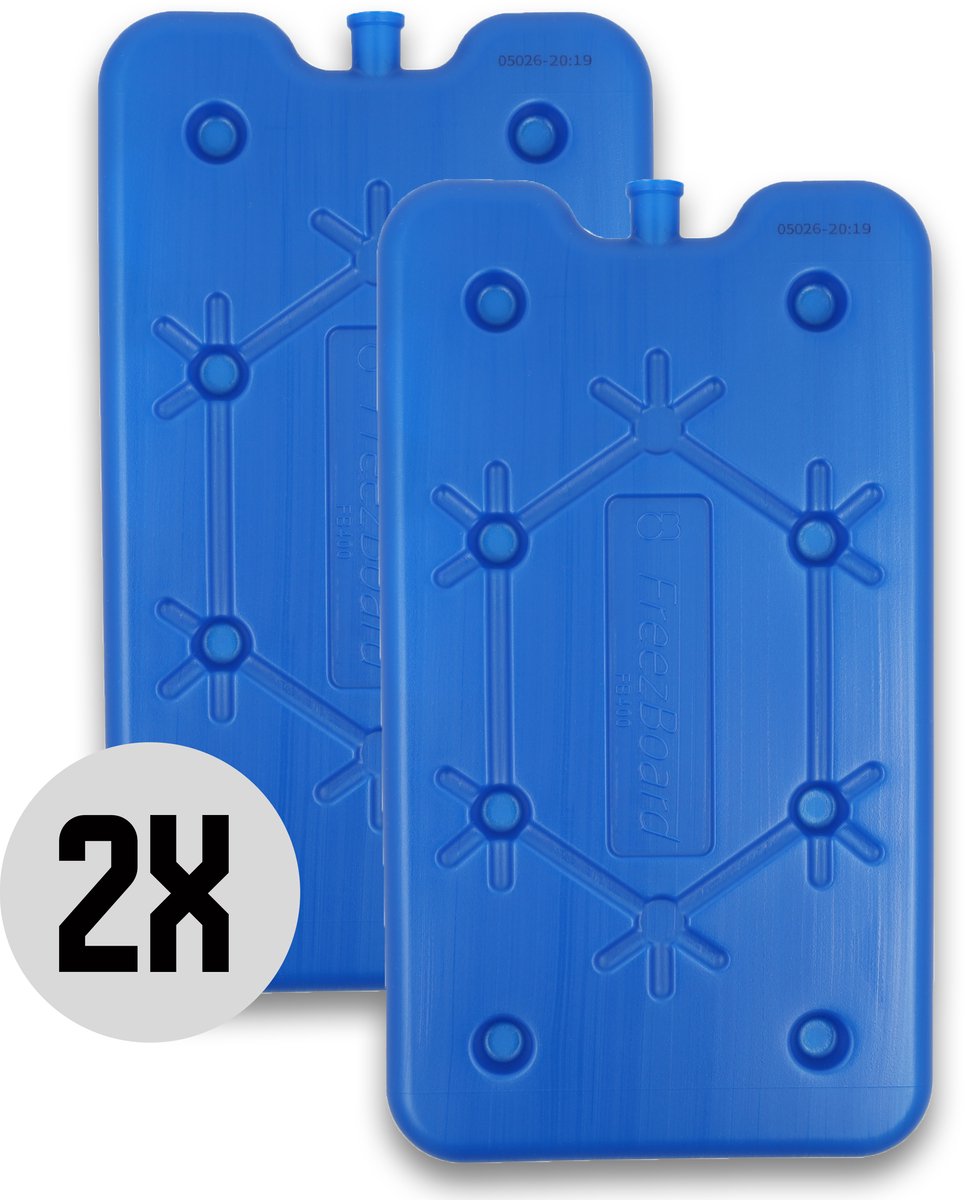 DULA platte koelelementen voor koelbox en koeltas - Freezeboard blauw plat - 2 stuks - 400 gram - 14 x 25 x 1.5 cm