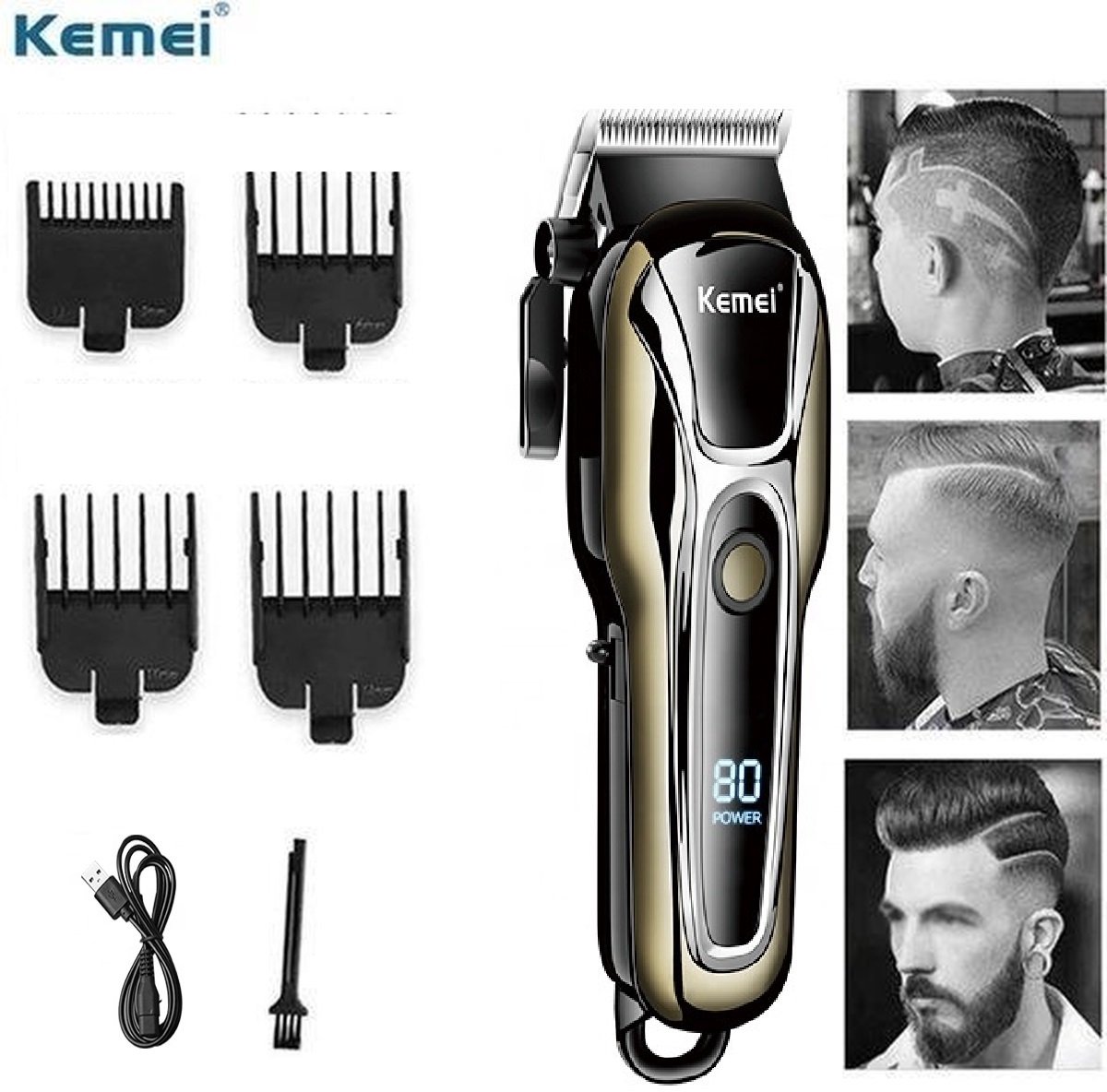 Kemei Tondeuse - KM 1990 - Draadloze Tondeuse  - Professionele tondeuse - Haren Millimeteren - Contouren - Haren Scheren - Kapper Tondeuse - Kapper Kwaliteit - Baard Trimmer - Haar Trimmer - Beard and Hair Trimmer