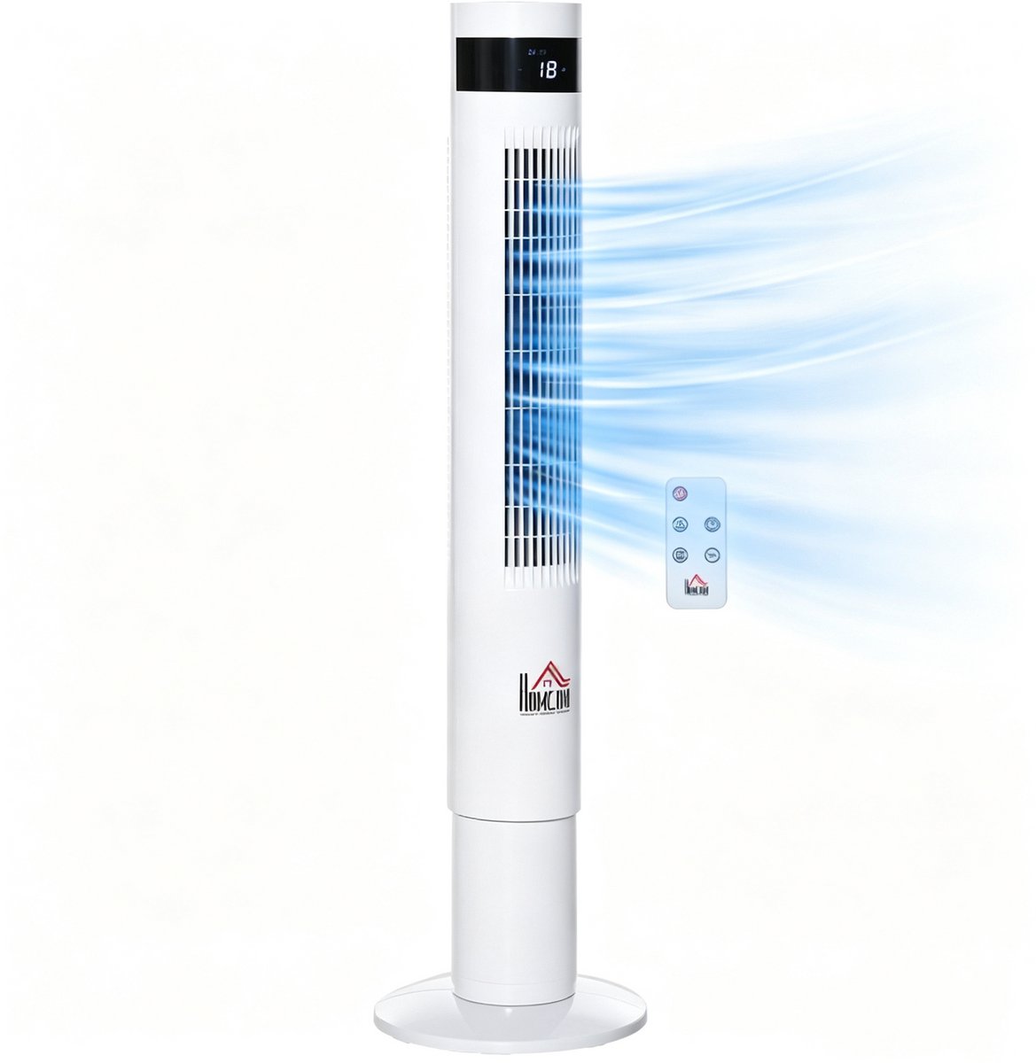 TEKROA® Torenventilator Staande ventilator - 3 ventilatiestanden afstandsbediening 50W 12-uurs timer LCD-scherm 85° oscillatie voor slaapkamer - wit
