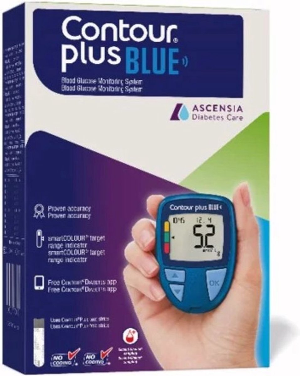 Contour Plus BLUE Bloedsuikermeter / glucosemeter startpakket compleet - Best Getest