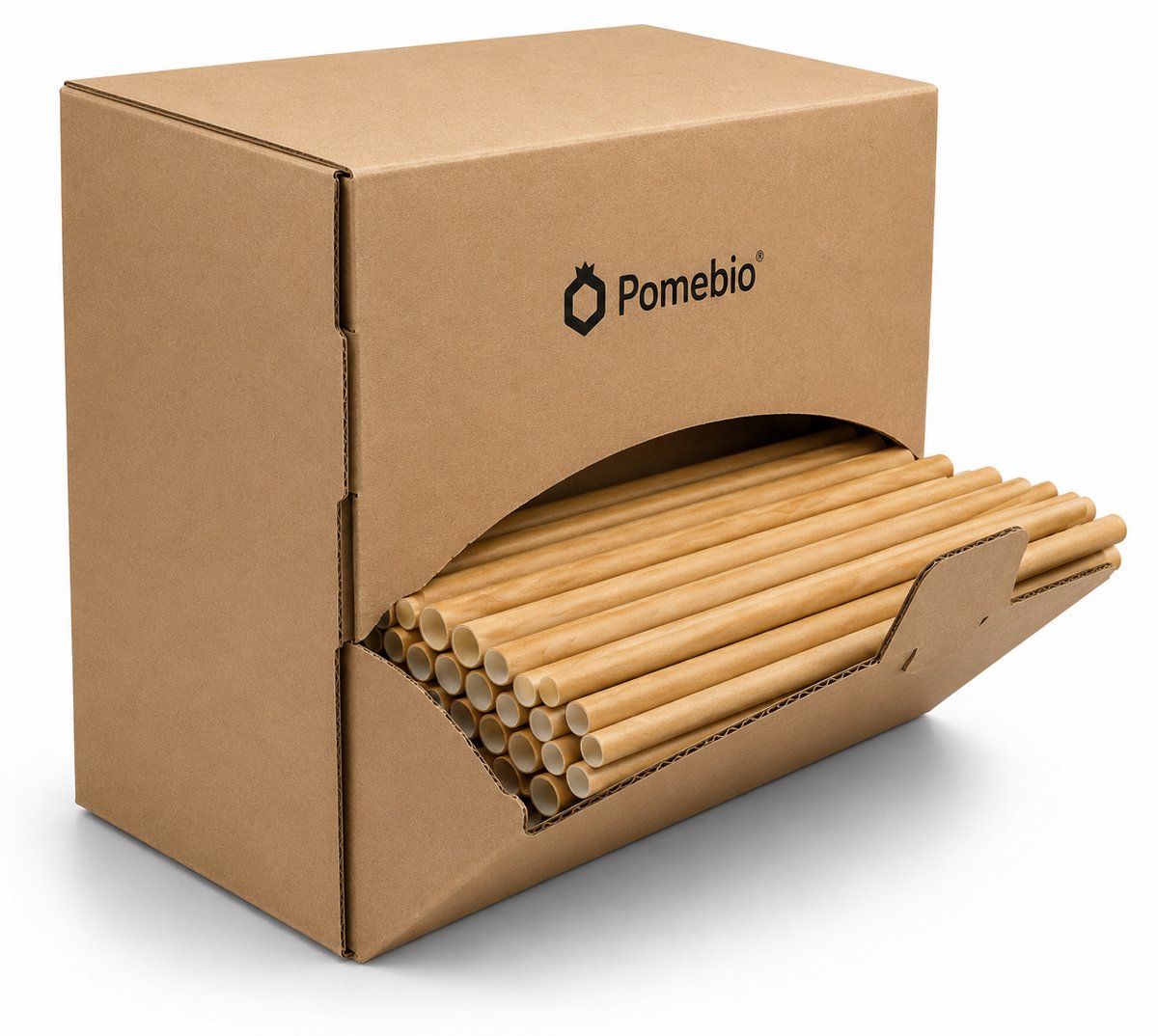 Pomebio papieren rietjes - kraft - 6x195 mm - dispenserbox à 500 stuks