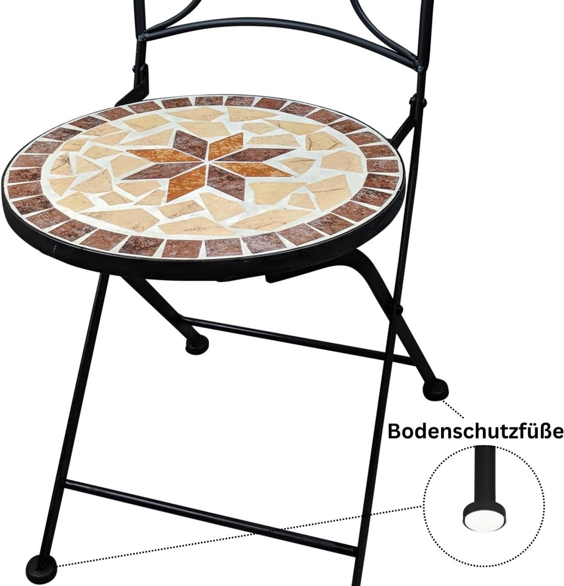 Mediterrane Mozaïek Bistroset 3-delig – Balkonset met 2 Stoelen en Tafel Ø60 cm – Mobili B