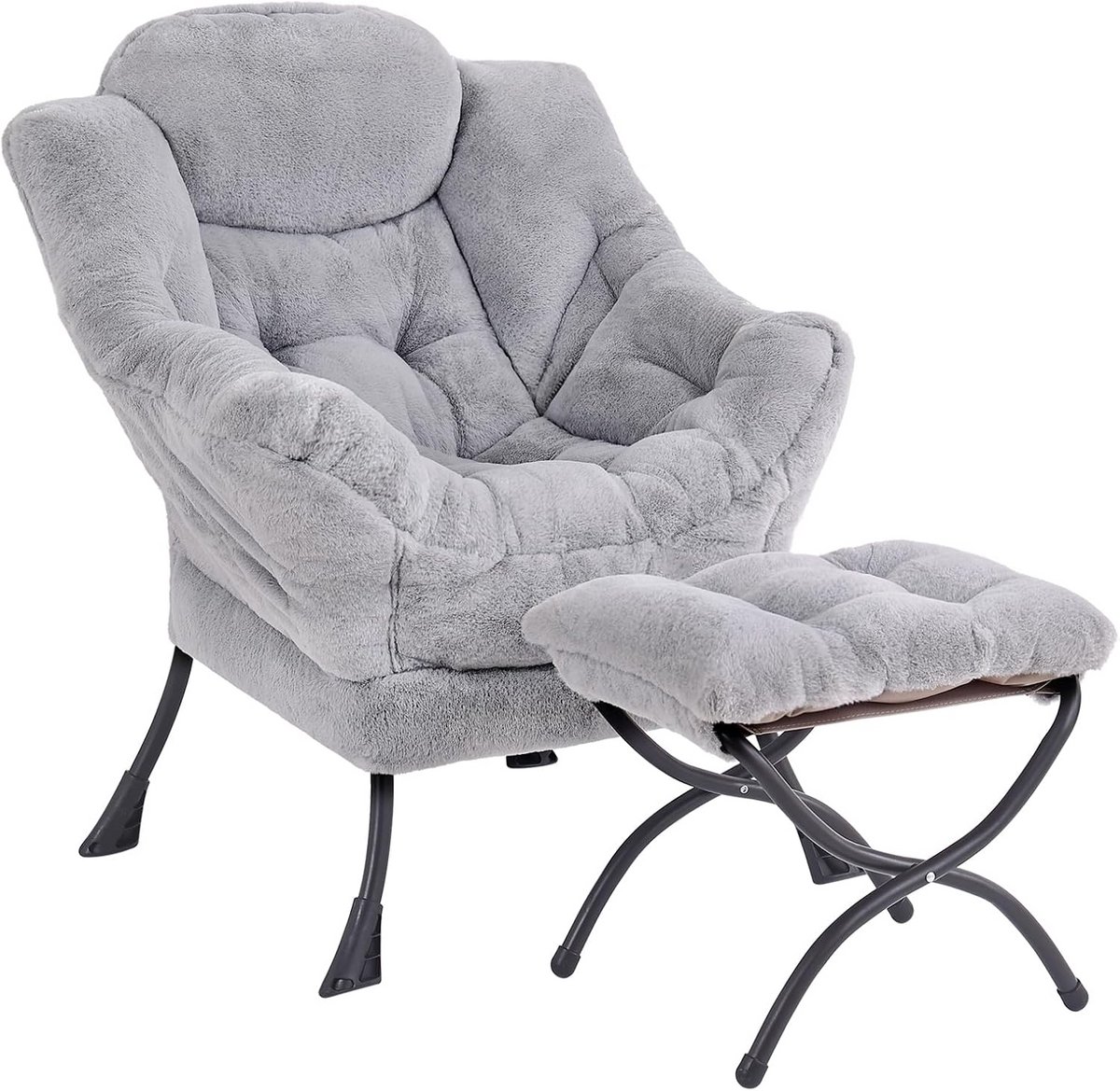 Fauteuil met voetenbank - Relaxstoel - Ontspannen in huis - Inclusief zijvak - 64 x 80 x 95 cm
