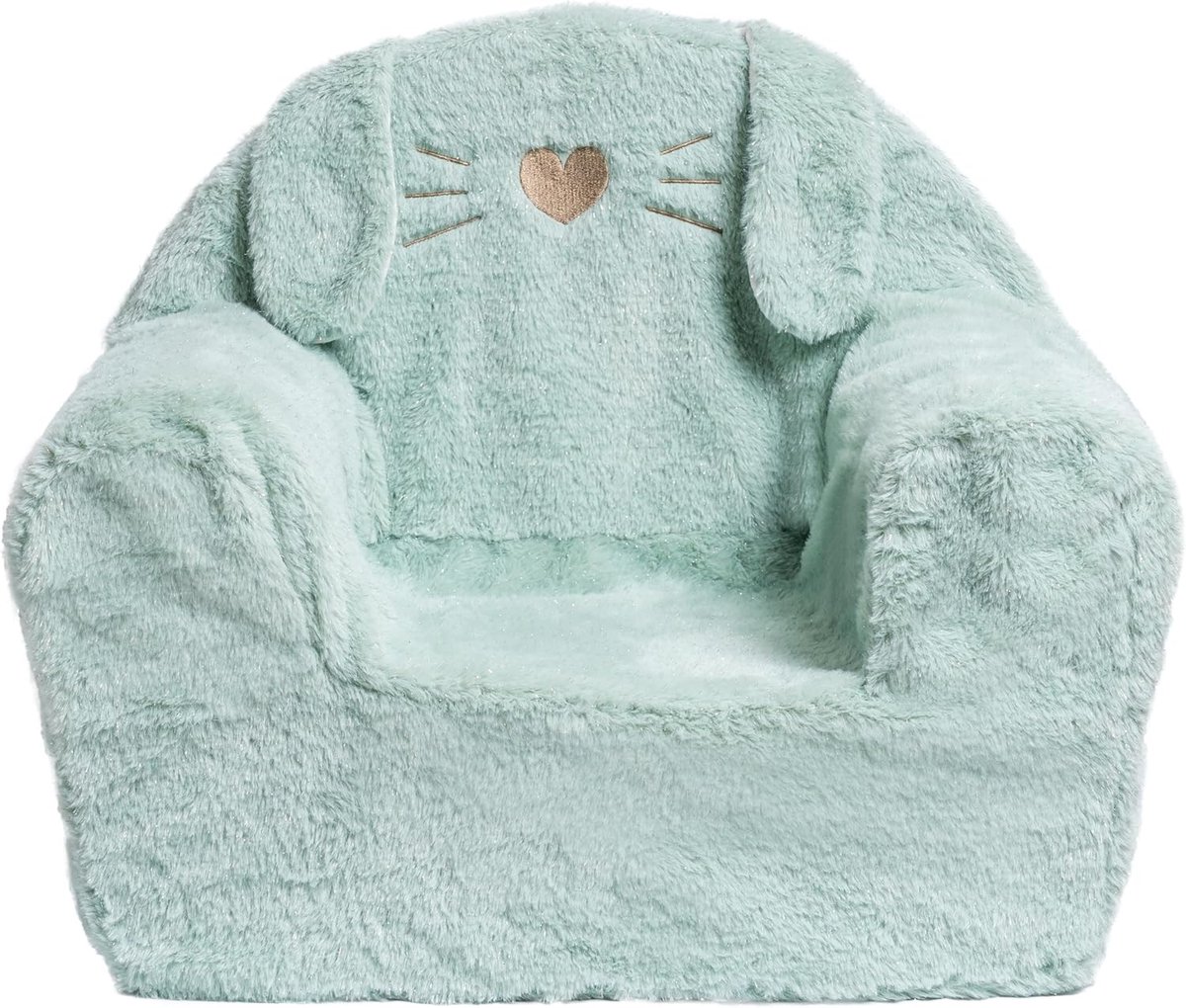Zachte Kinderfauteuil Konijn Glitter Groen Comfortabel en Wasbaar