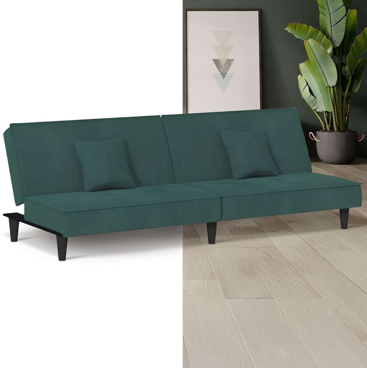 Slaapbank - Uitklapbaar - Slaapstoel - Logeerbed - Zetelbed - Slaapfauteuil - Vouwbed - 2 persoons - Zeer comfortabel - Donkergroen
