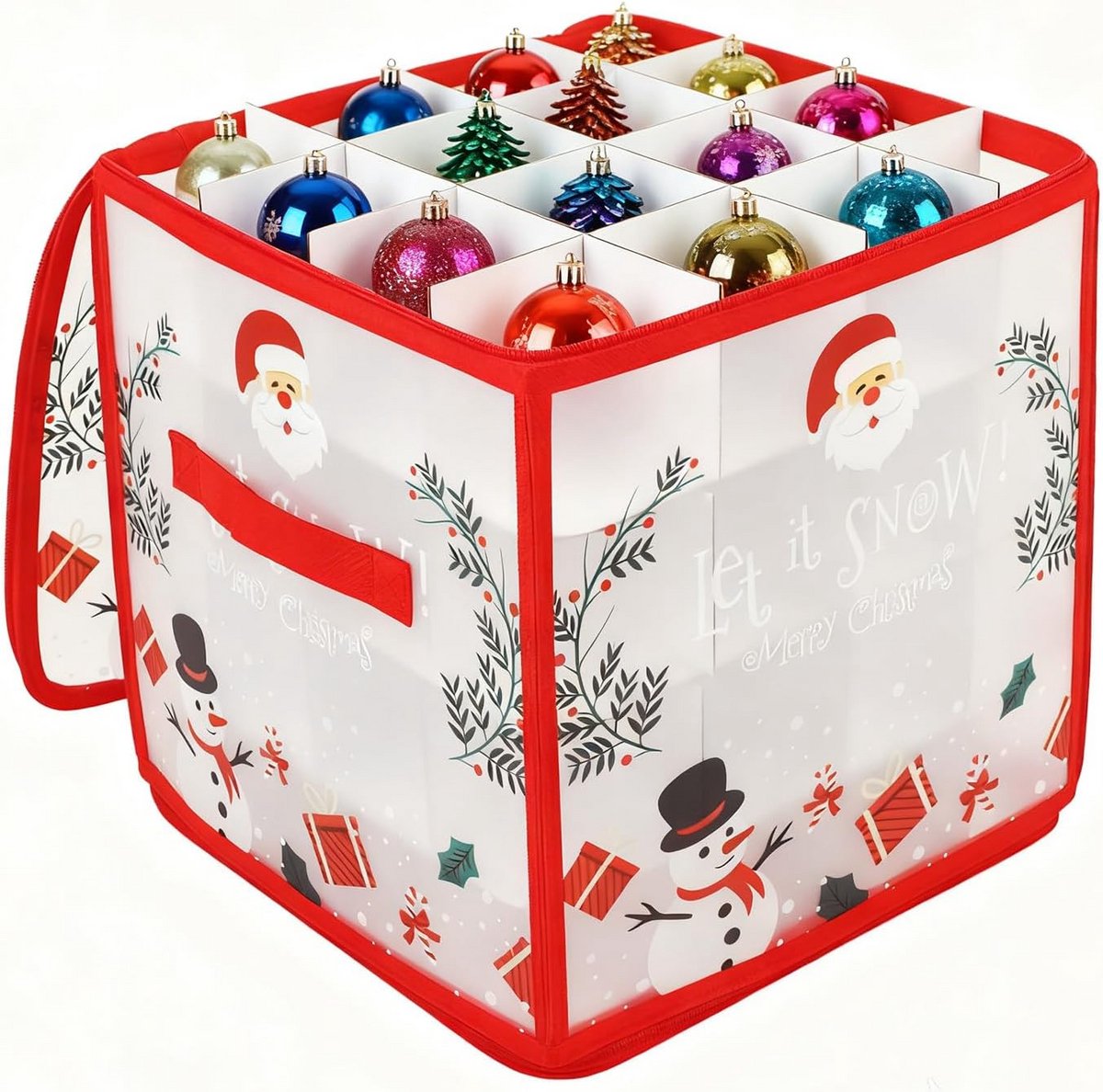 Ornament Opbergdoos - Decoratie Organizer - Kerstversiering Opbergen - Verstelbare Verdelers - 64 Ornamenten - Grijs