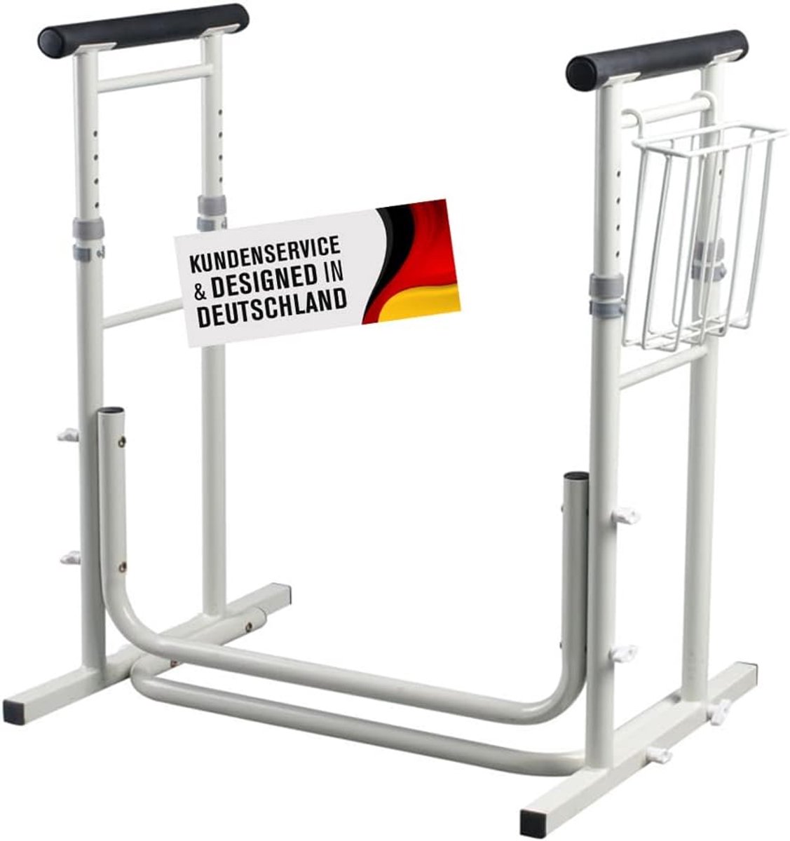 Mobiele wc opstahulp - Toiletsteun houder - Veilige badkamer - In hoogte verstelbaar - 53.3 x 48 cm - Lichtgrijs