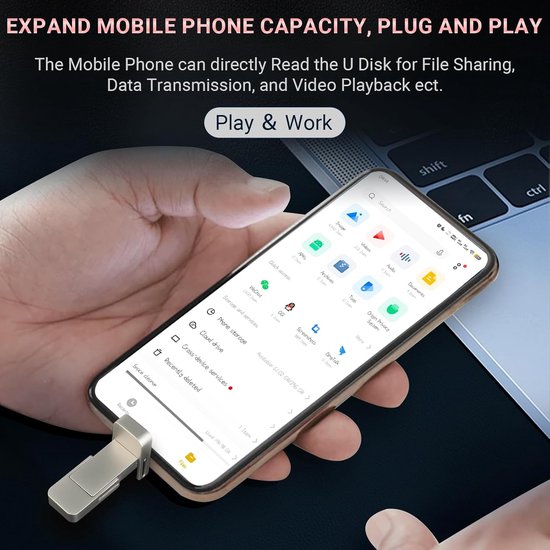 USB-C Stick - Externe SSD - Snelle Data Overdracht - 2-in-1 Type C A - 512 GB - Zilver — afbeelding 5