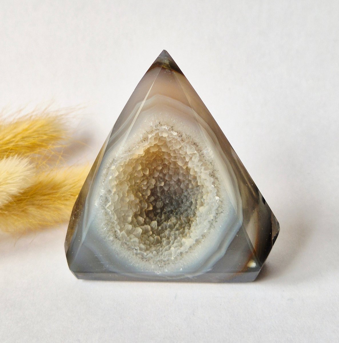 Druzy Grijze Agaat Diamant Staande Edelsteen Kristal - #45 123g