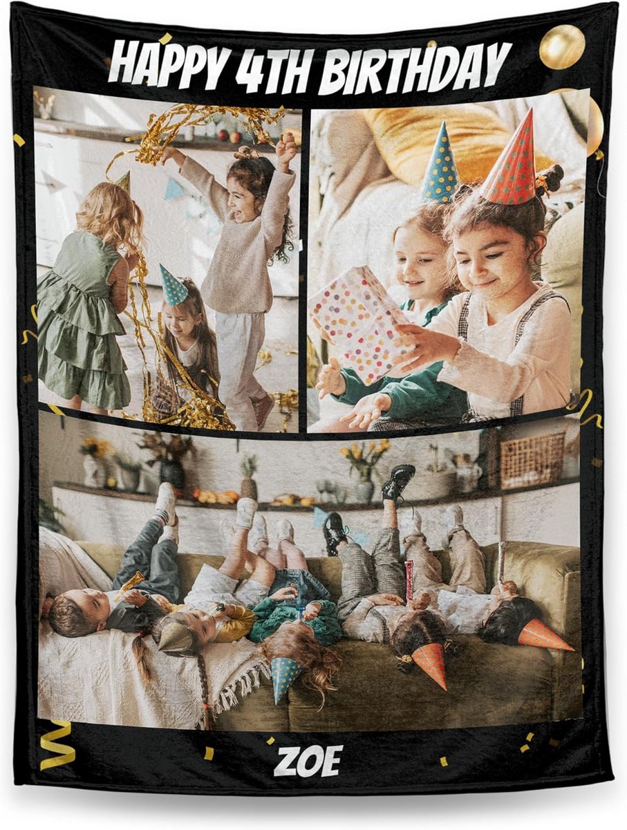 Gepersonaliseerd Dekentje - Foto Plaid - Warme Decoratie - Eigen Ontwerp - Verschillende Maten - Meerdere Foto's