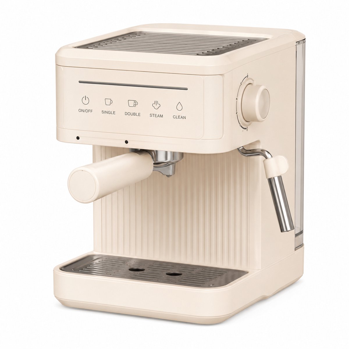 Jurrys Espressomachine - Koffiemachine - Pistonmachine - Cappuccinoapparaat - Melkopschuimer - 1.5L Inhoud - 20 bar - Beige