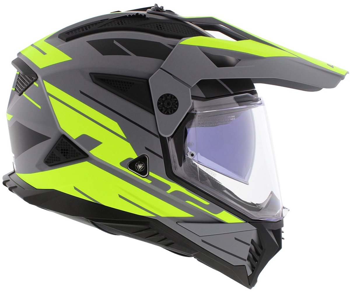 LS2 MX702 Pioneer II Namib Mat Grijs Fluo Geel Adventure Helm - Maat XL - Helm – foto 7