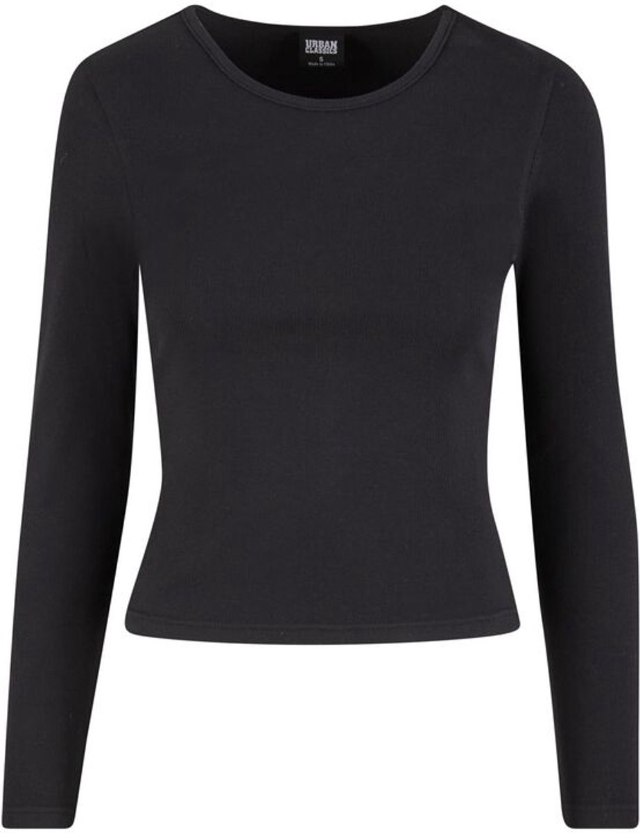 Urban Classics Heat Slim Top met lange mouwen Dames Shirt met lange mouwen – M Zwart