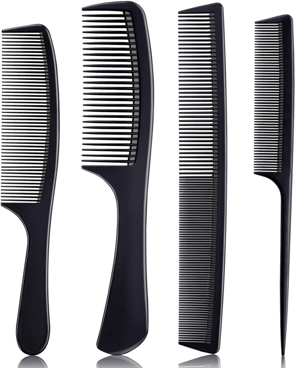 Professionele kamset - Haarkammen styling - Haar stylen - Hittebestendig materiaal - Set van 4 - Zwart