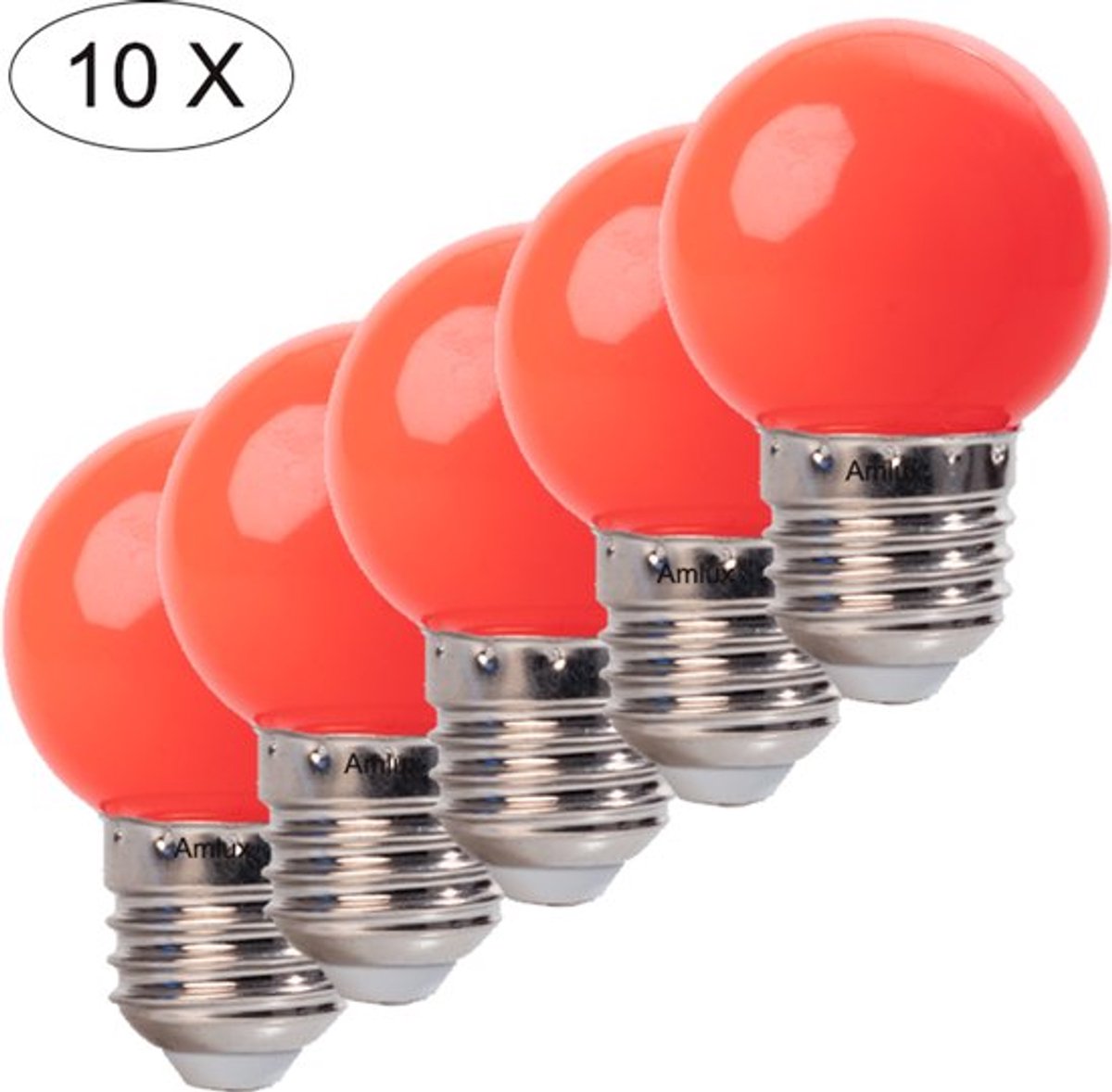 Set 10 stuks rode led lampen - 1W - E27