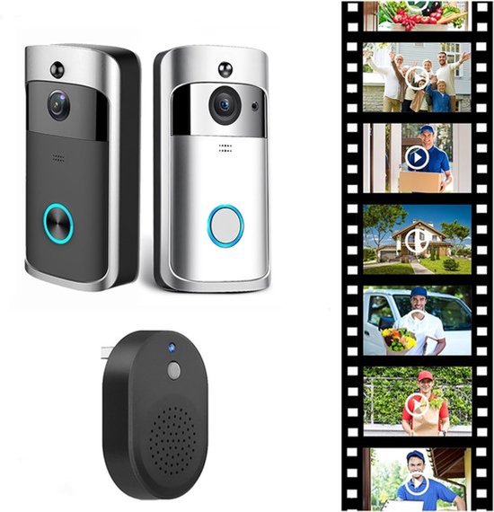 Slimme Deurbel - Video Intercom - Woonbeveiliging - Nachtzicht PIR - 144x74x32mm - Zilver Zwart — afbeelding 2