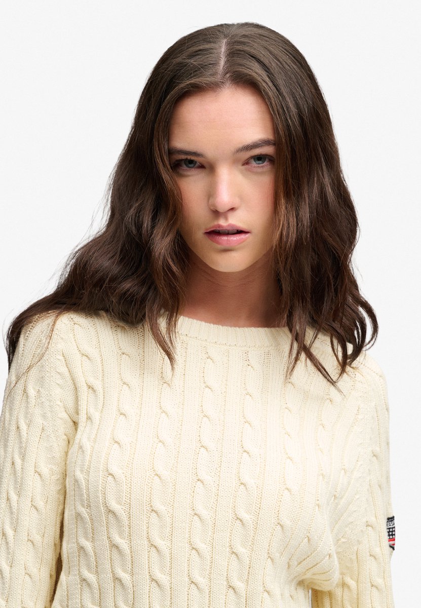 Superdry Slouchy Kabeltrui Dames Sweaters Wit