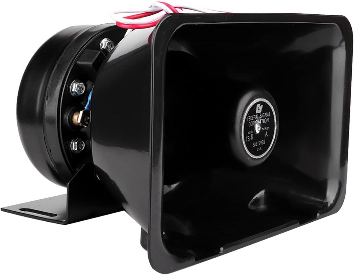 Sirene Luidspreker - Alarm Hoorn - Waarschuwing Geluid - 200W Vermogen - 12 Volt - Zwart