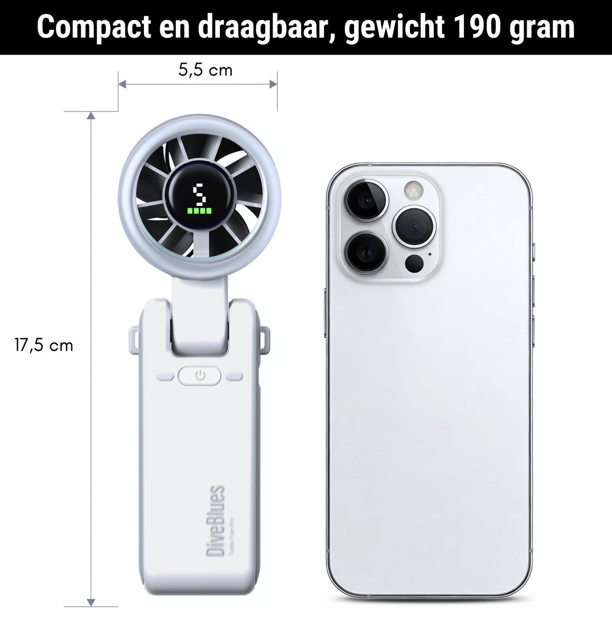 High-Speed Handventilator | CYCLONE Verkoelende Airflow | USB-C oplaadbaar | Intro 2026 | Krachtige 4.000 mAh lithium-ion oplaadbare batterij — afbeelding 9