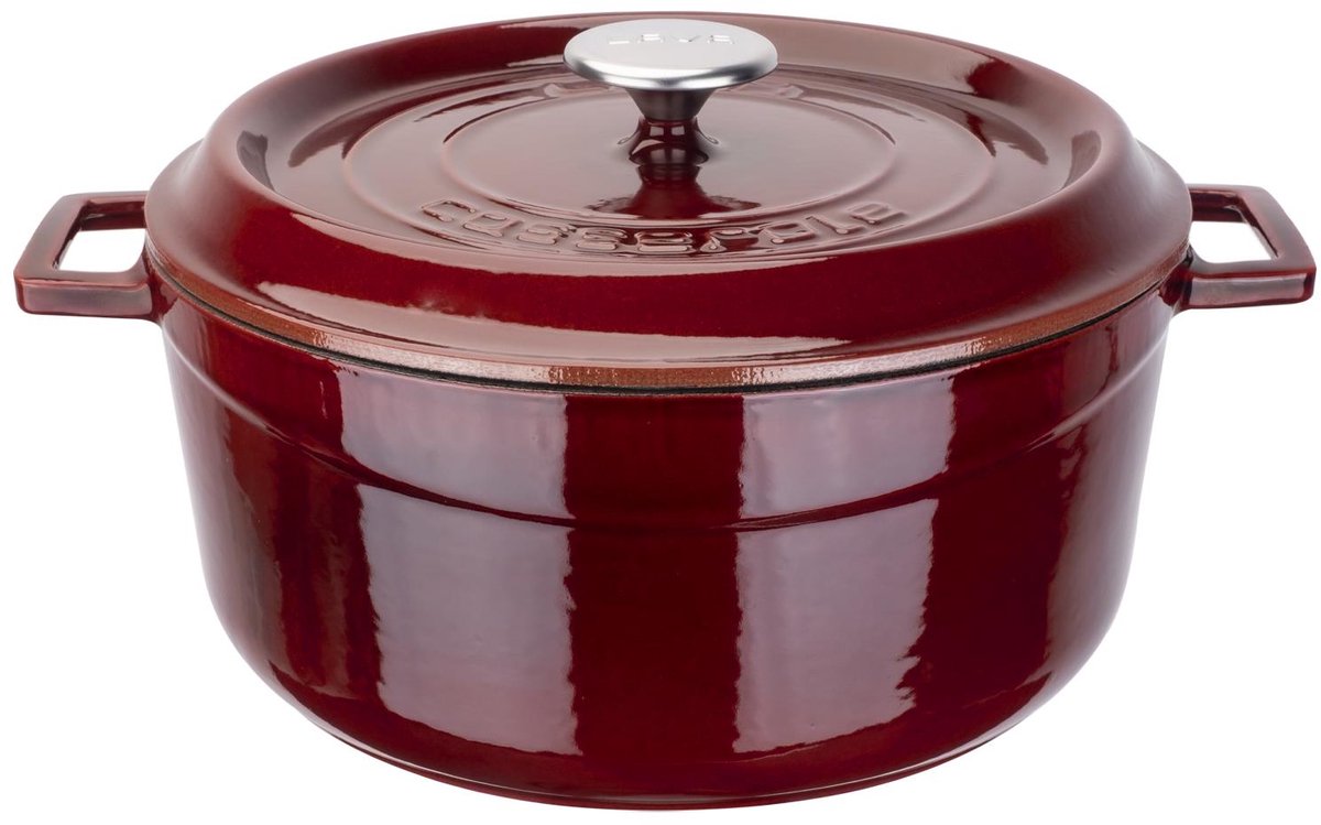 Lava Geëmailleerde Gietijzeren Braadpan met Deksel - Ø 28 cm - 6,71 L - Geschikt voor Inductie en Oven