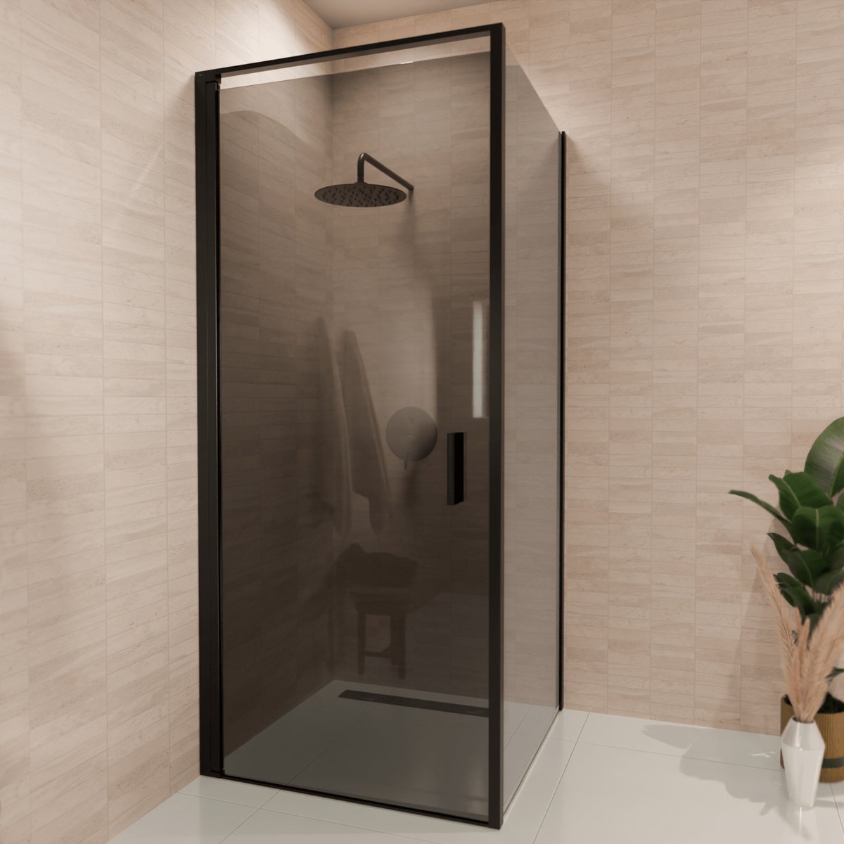 Lomazoo Douchecabine Bogota - 90x90x200cm - Zwart - 6mm Rookglas - Nano Coating Anti Kalk