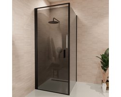 Lomazoo Douchecabine Bogota - 90x90x200cm - Zwart - 6mm Rookglas - Nano Coating Anti Kalk