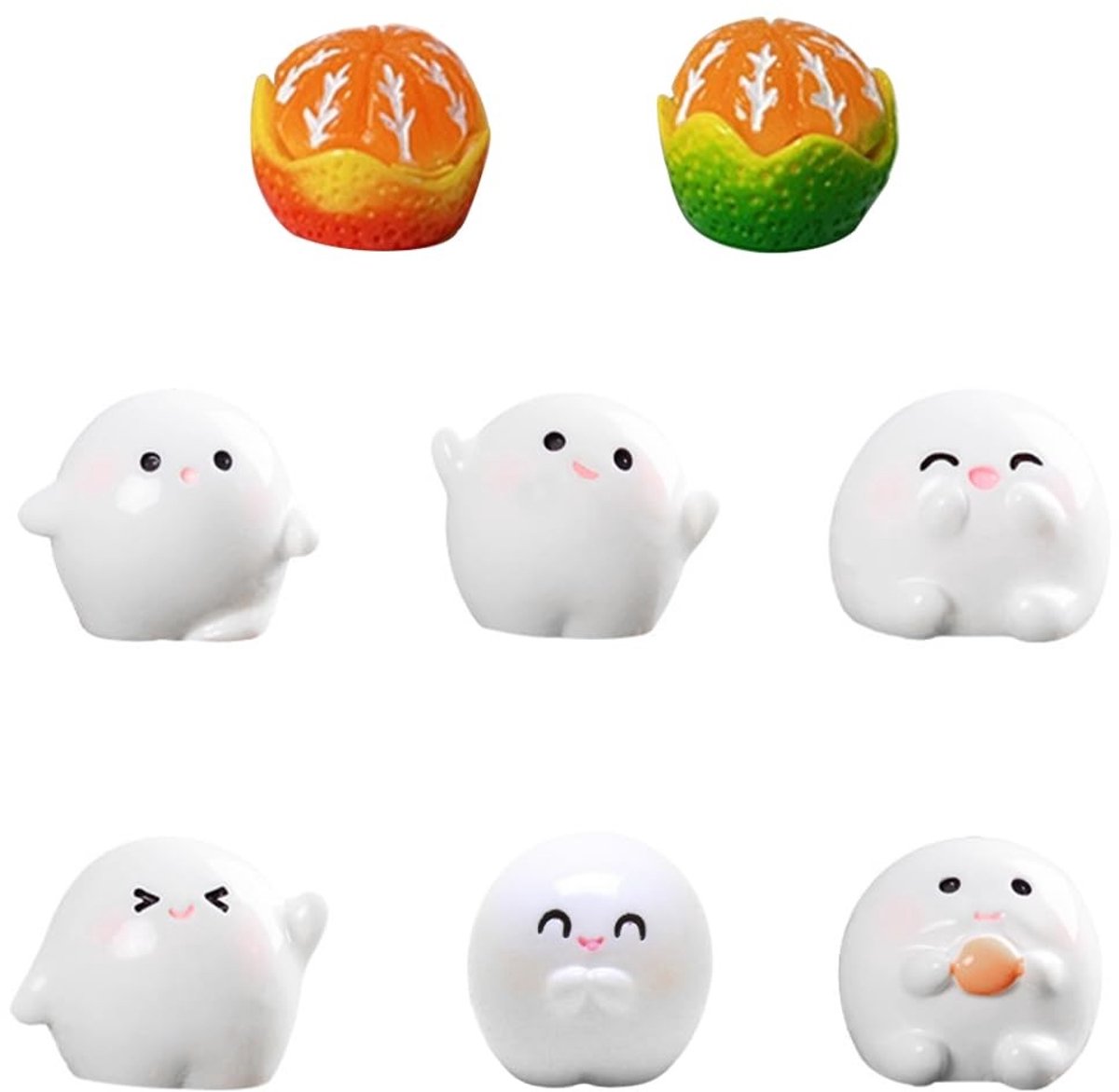Dailygoods- Autodecoratie 8 Stuks - Kleine Witte Elfenversieringen - Dashboard Decoratie - Achteruitkijkspiegel Ornamenten - Mini-Figuren Kunsthars - Zelfklevend, Compact Formaat - Autoaccessoires