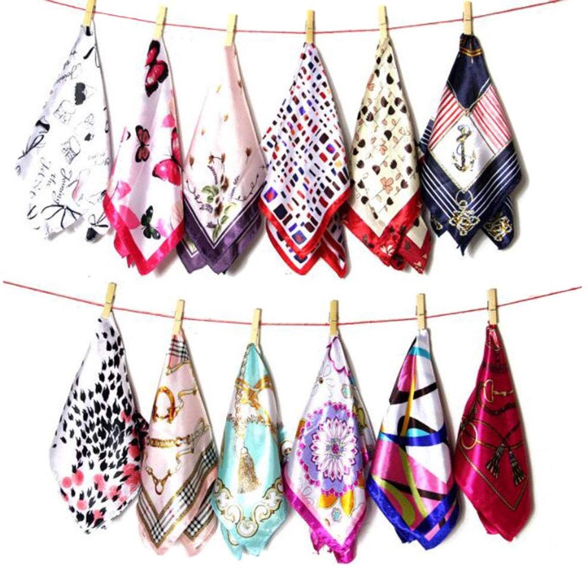 Dailygoods- Damessjaal 10 Stuks - Vierkante Sjaals - Zijdeachtige Sjaals - Halssjaal/Hoofddoek - 50 x 50 cm - Ideaal Cadeau - Sjaal